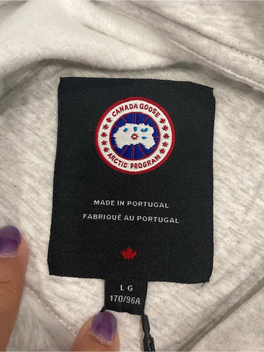 Canada Goose Light Heather Gray Pullover Hoodie with Raised Logo - Picture 4 of 5